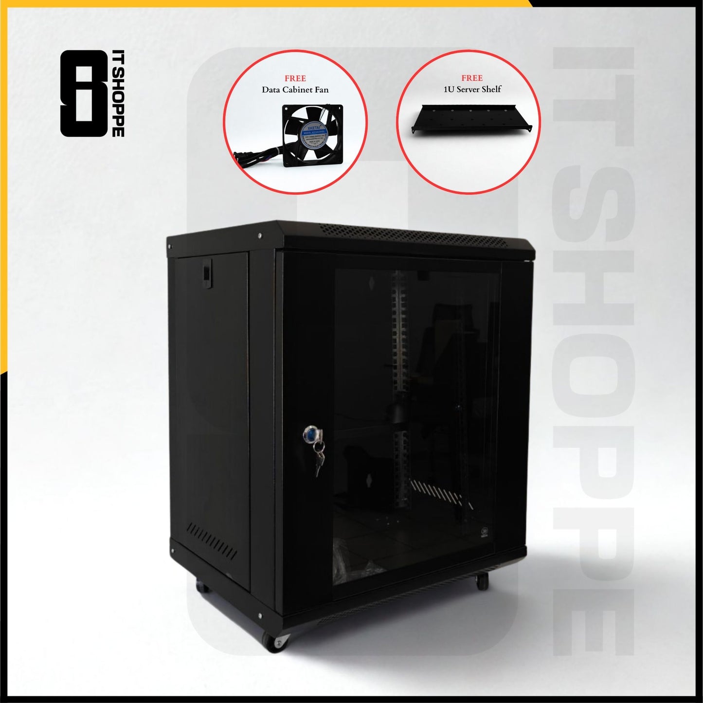 12U Data Cabinet with Shelf and Fan