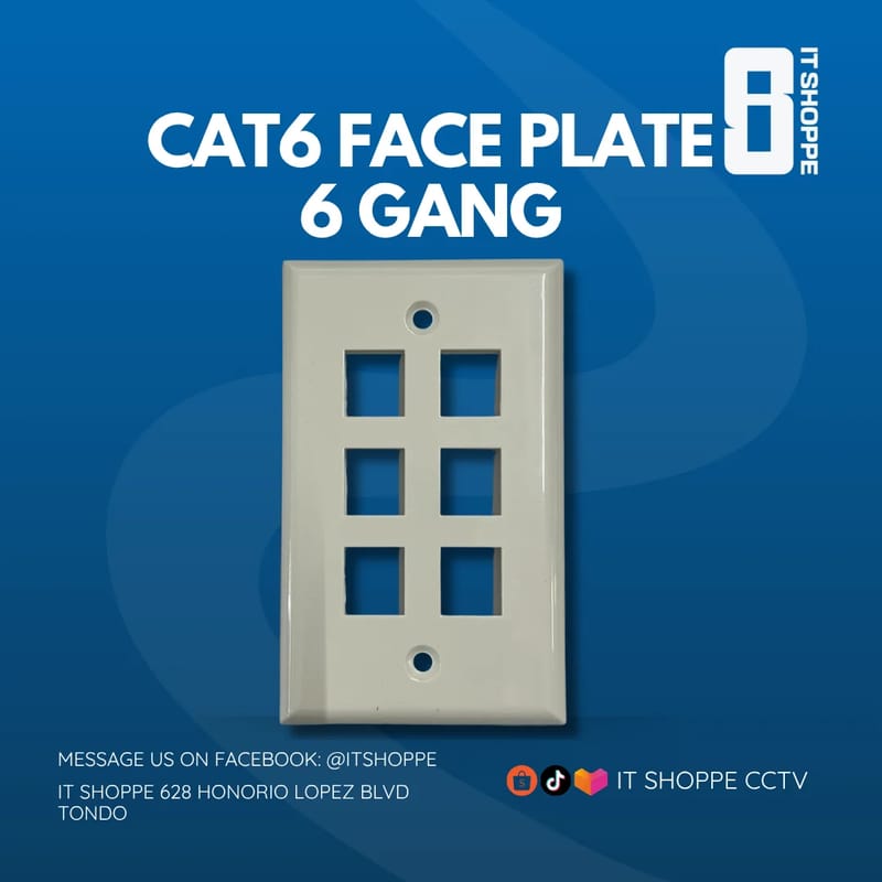 Cat6 Face Plate 6 Port (6 Gang) – White – Network Accessories