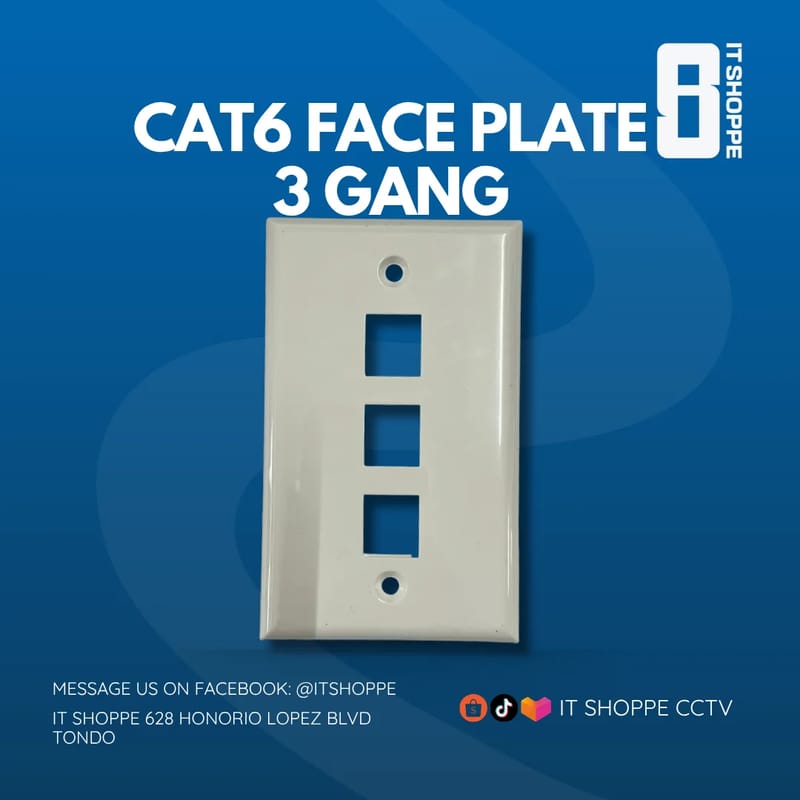 Cat6 Face Plate 3 Port (3 Gang) – White – Network Accessories