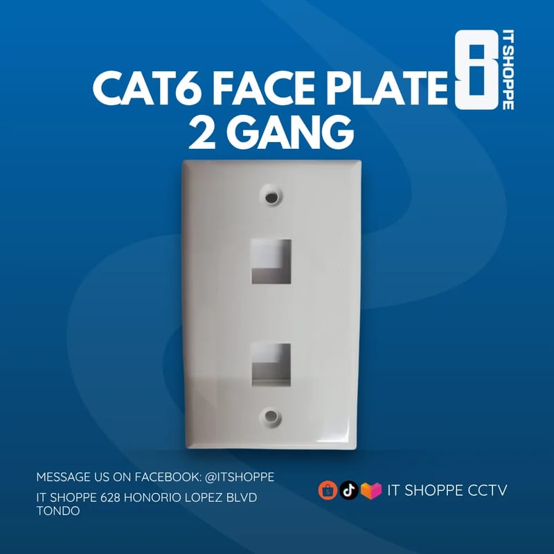 Cat6 Face Plate 2 Port (2 Gang) – White – Network Accessories