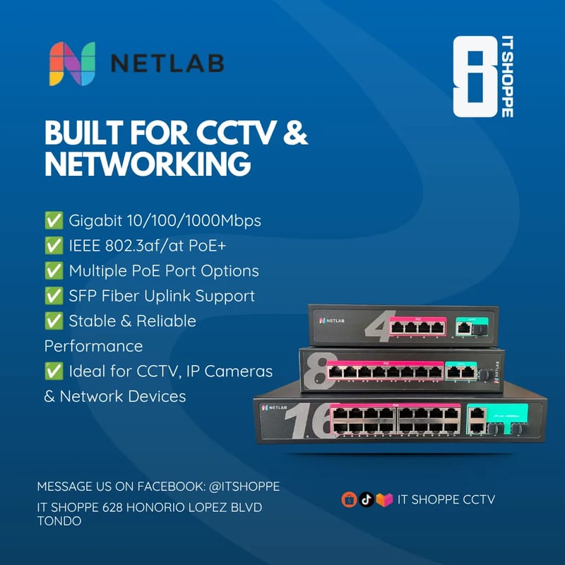 NETLAB 4-Port Gigabit PoE Switch with SFP Uplink – POE Switches
