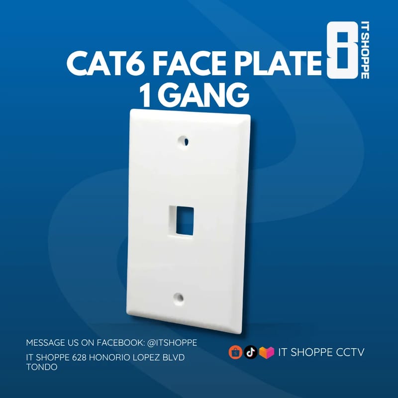 Cat6 Face Plate 1 Port (1 Gang) – White – Network Accessories