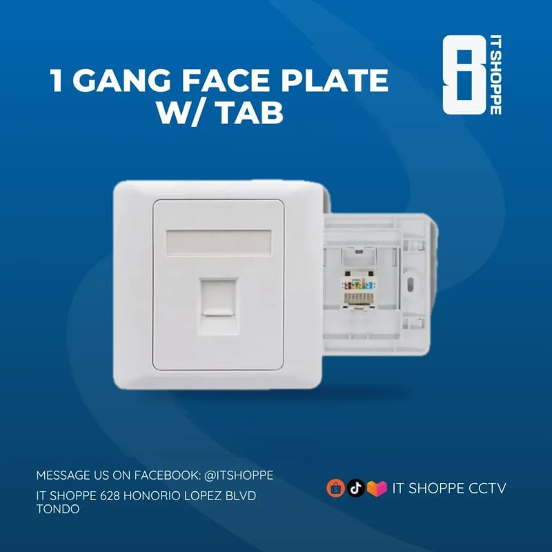 1 Gang Face Plate w/ Tab – Network Accessories
