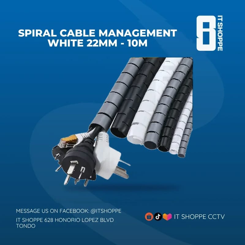 Spiral Cable Management White 22mm – 10m – Cable Management