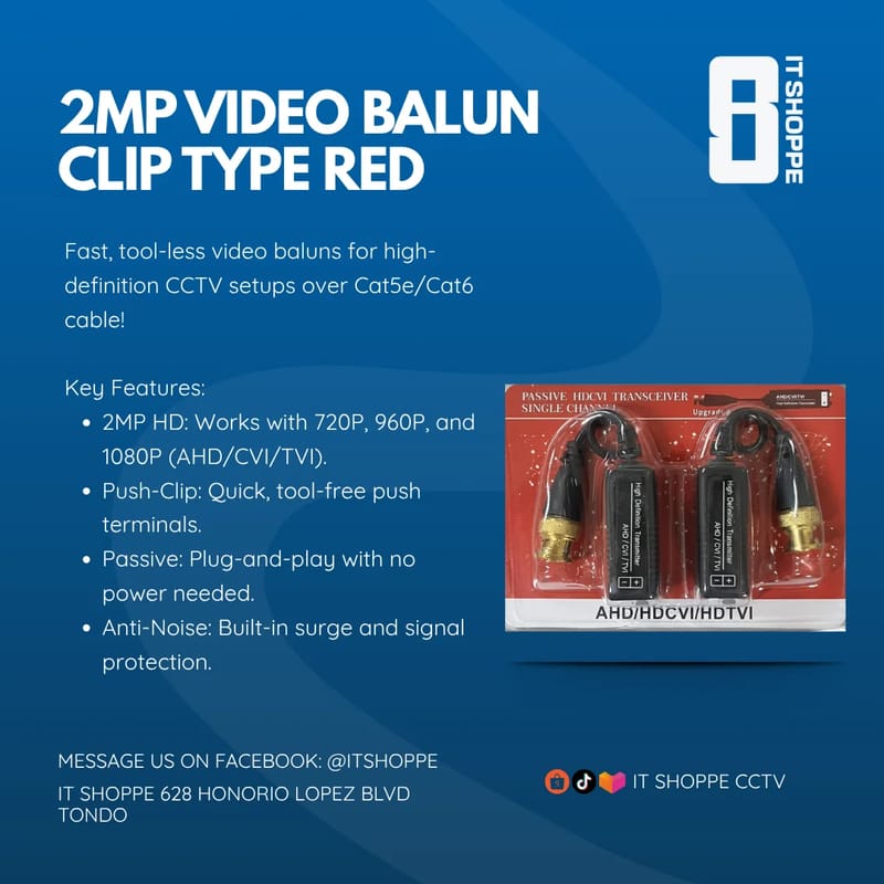 2MP Video Balun Clip Type – CCTV Connectors & Baluns