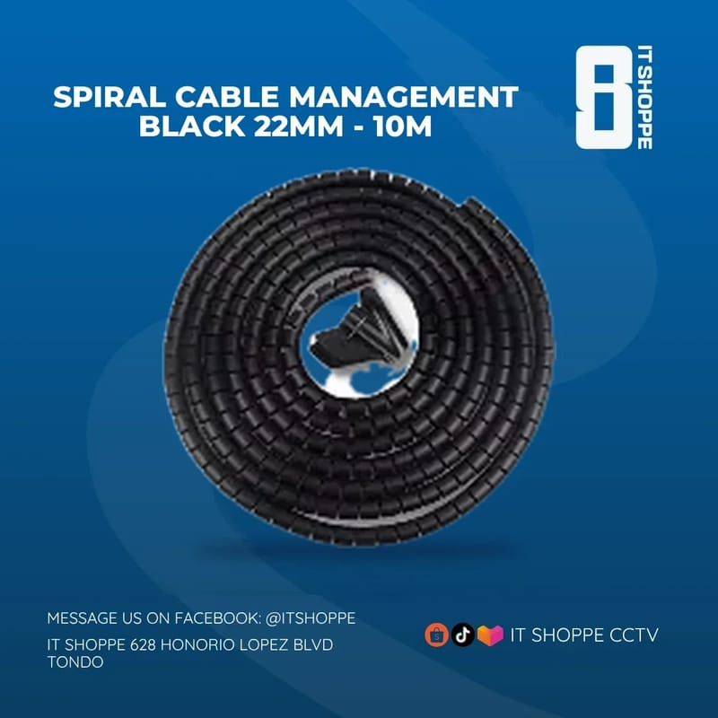 Spiral Cable Management Black 22mm – 10m – Cable Management