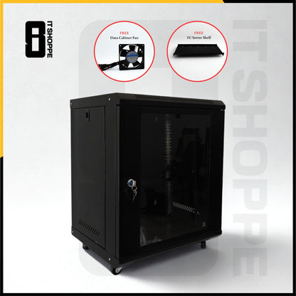 12U Data Cabinet with Shelf and Fan