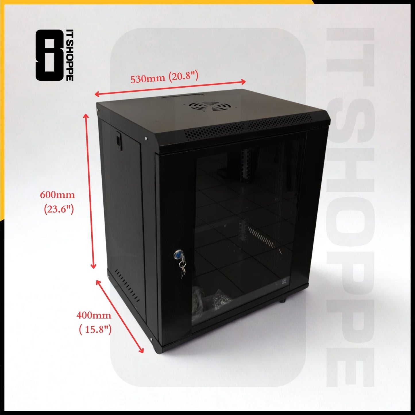 12U Data Cabinet with Shelf and Fan