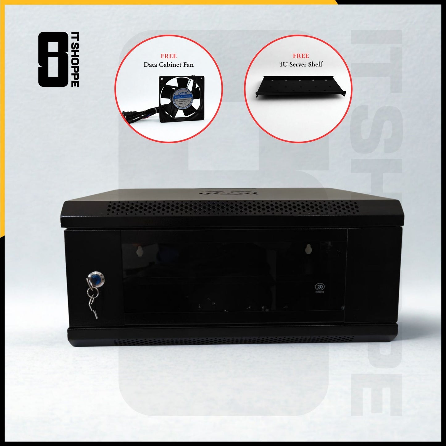 4U Data Cabinet with Shelf and Fan
