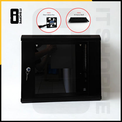 9U Data Cabinet with Shelf and Fan