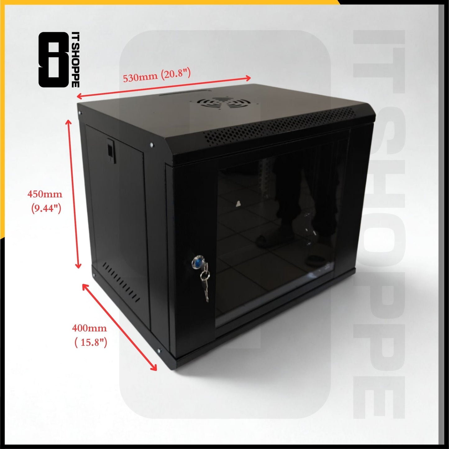 9U Data Cabinet with Shelf and Fan